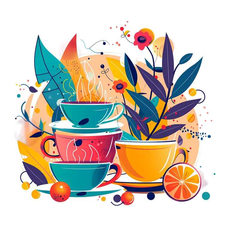 Stacked Colorful Tea Cups