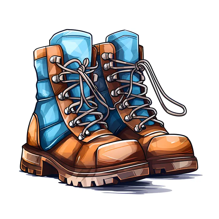 Colorful Blue and Brown Hiking Boots