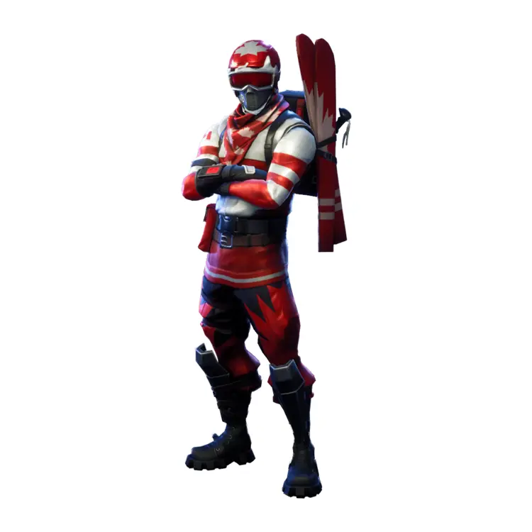 Skiing Character in Red and White Outfit