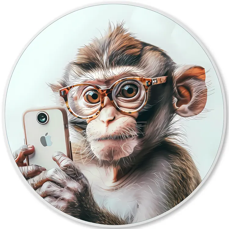 Smart Monkey Taking a Selfie with Glasses