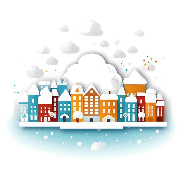 Colorful Snowy Town