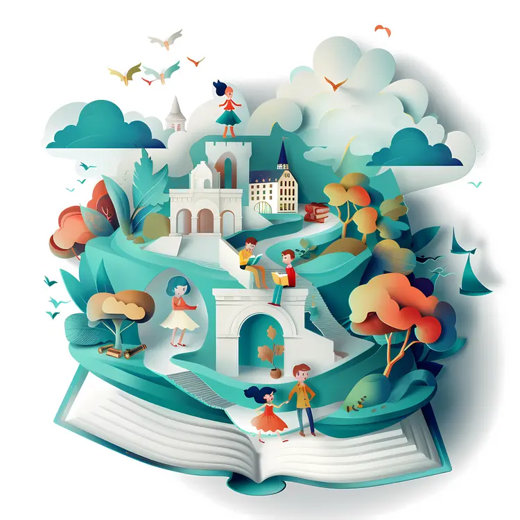Fantasy Storybook with Children and Castle