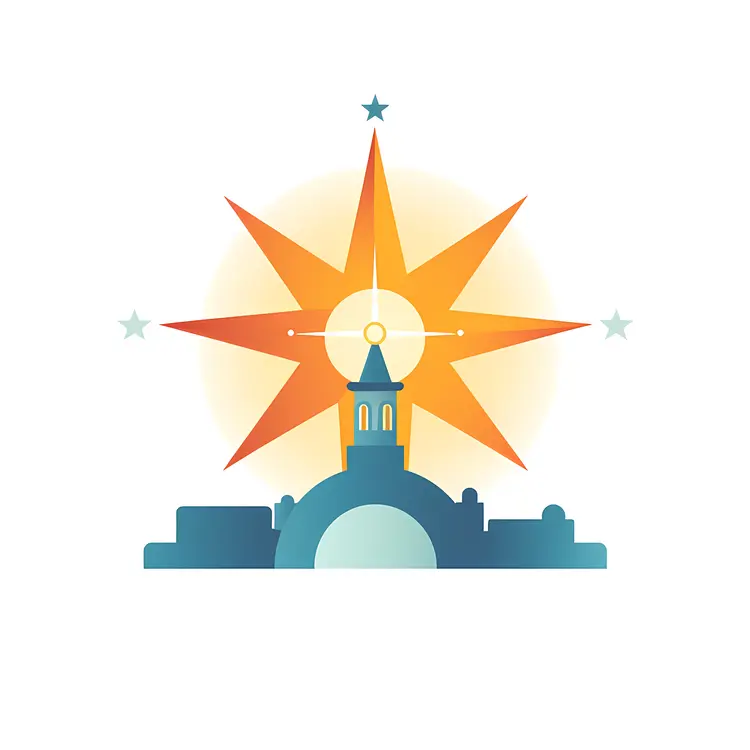 Compass and Church Illustration