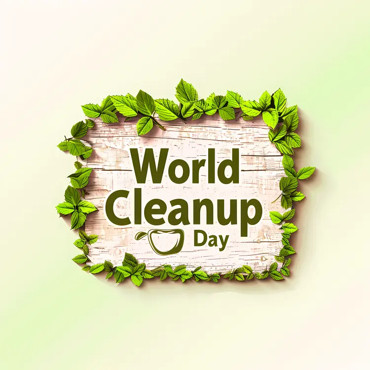 World Cleanup Day with Leafy Border