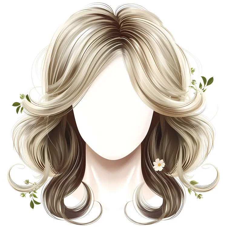 Elegant Blonde Curly Hair Illustration