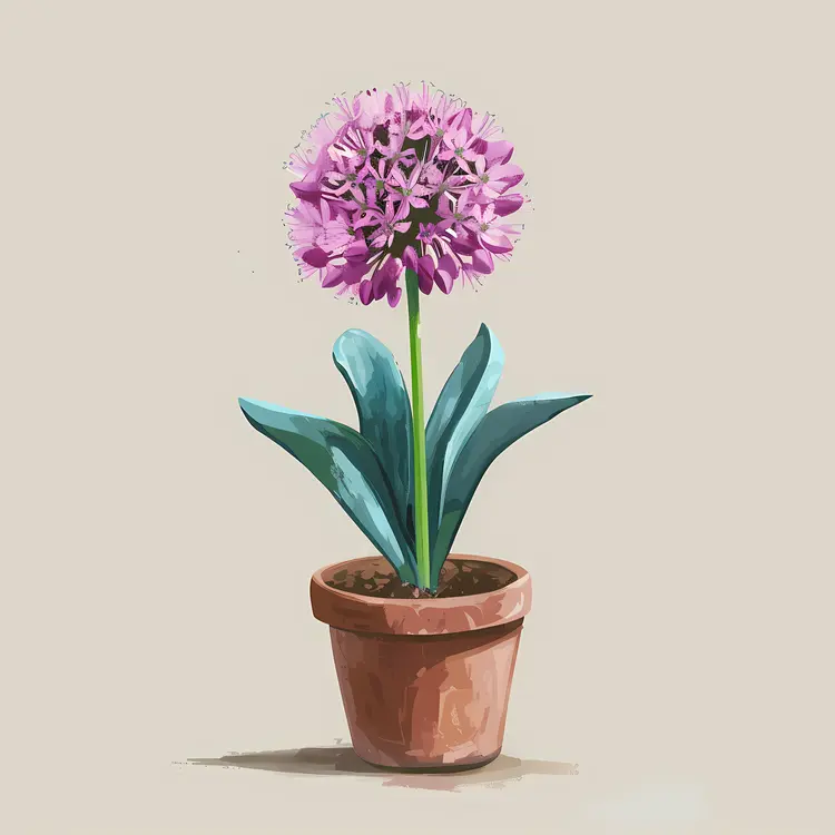 Purple Flower in Pot Illustration