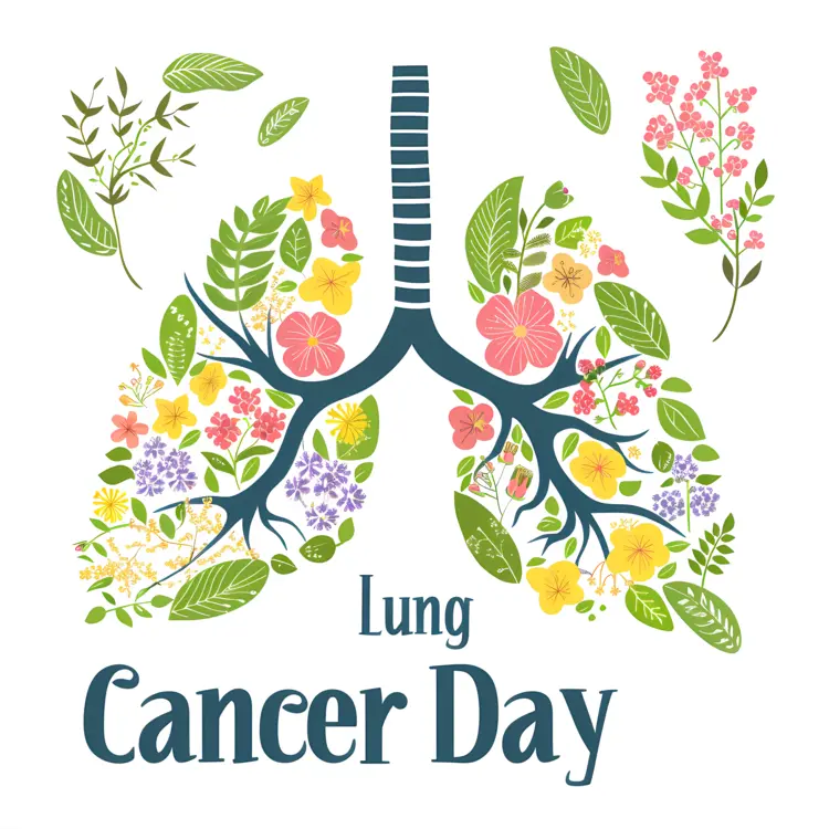 Lung Cancer Day with Floral Lungs
