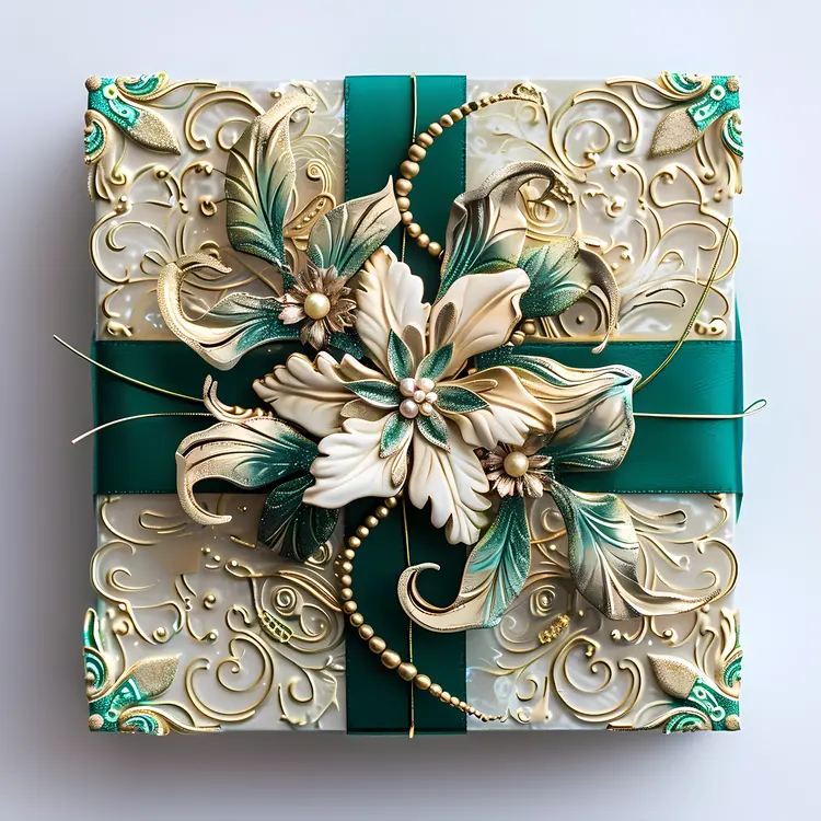 Elegant Gift Box with Floral Decorations