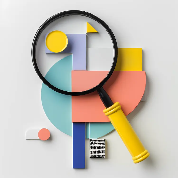 Colorful Magnifying Glass with Geometric Background