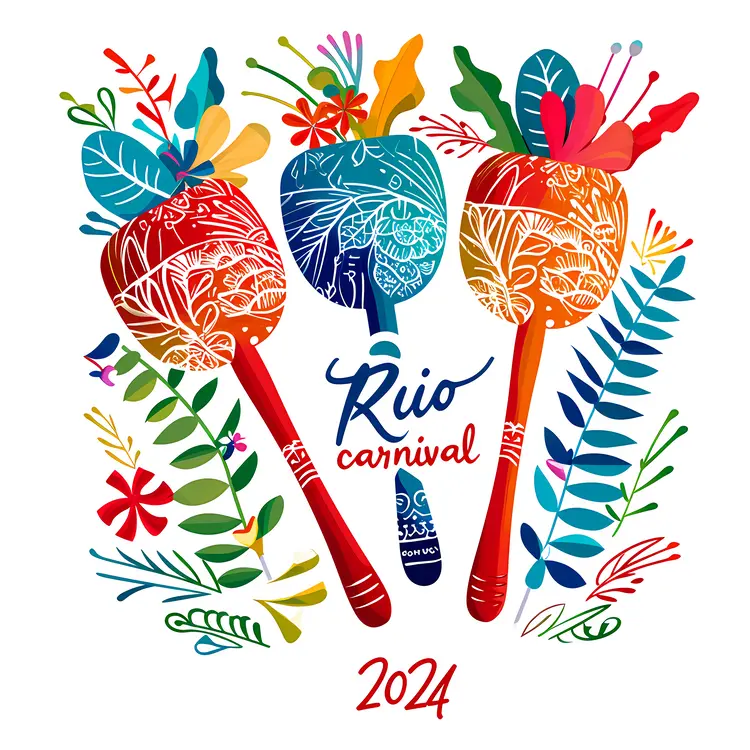 Colorful Maracas for Rio Carnival 2024