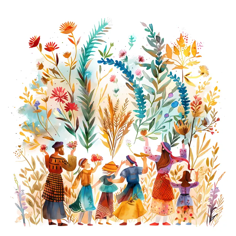 Harvest Festival with Flowers and Wheat