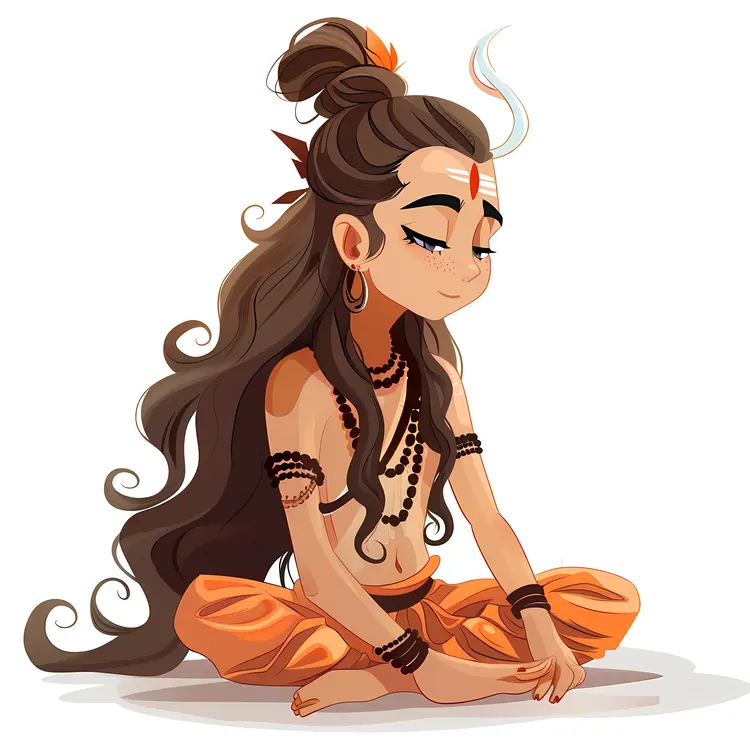 Cute Meditating Figure in Orange