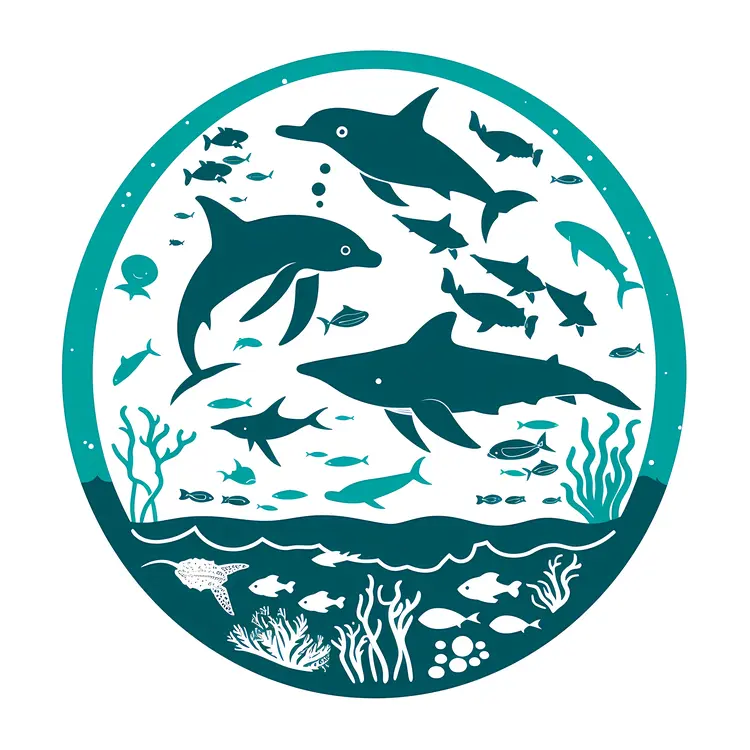 Dolphin and Marine Life Illustration