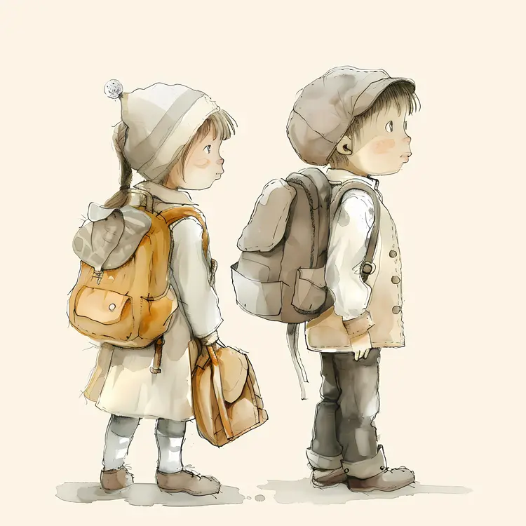 Adorable Children with Backpacks Ready for School
