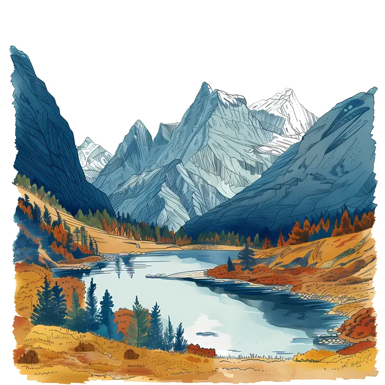 Beautiful Mountain Landscape with Lake
