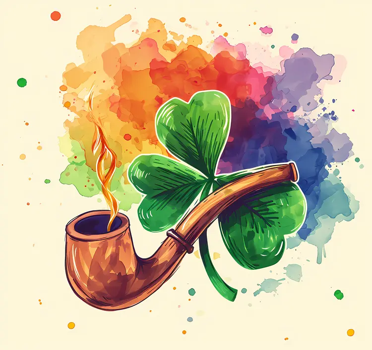 Shamrock and Pipe with Colorful Background