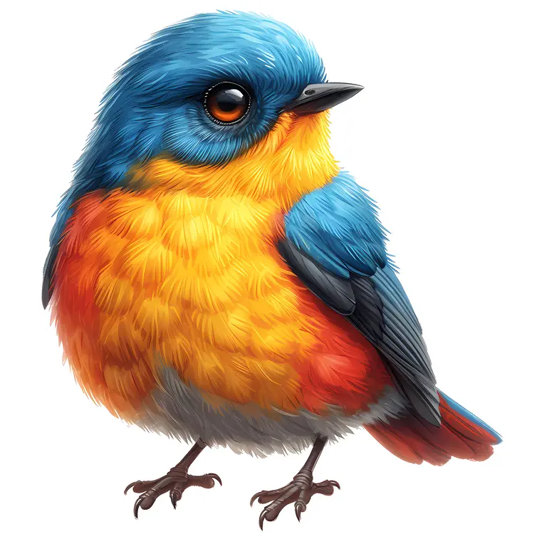 Colorful Bird with Blue and Orange Feathers