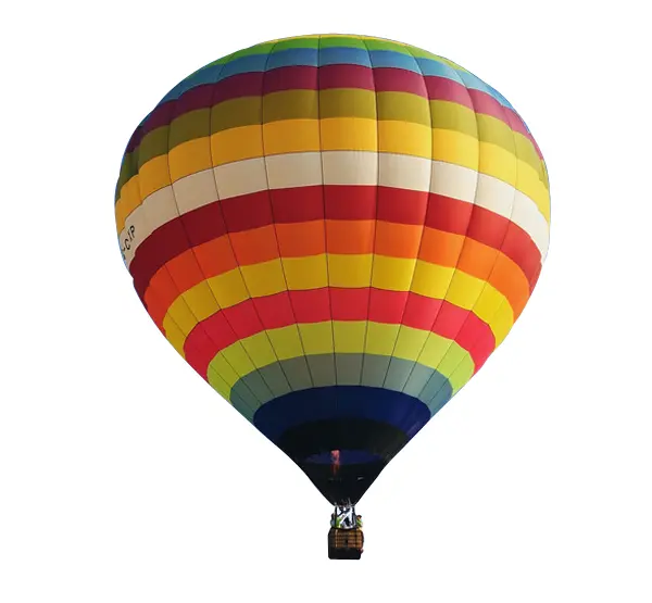 Striped Hot Air Balloon in the Sky