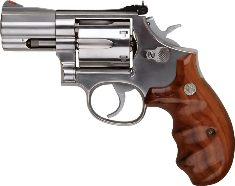 Silver Revolver with Wooden Grip