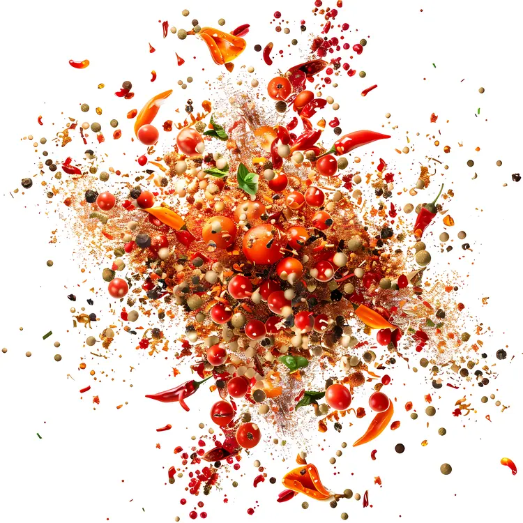 Colorful Spices Explosion for Culinary Art