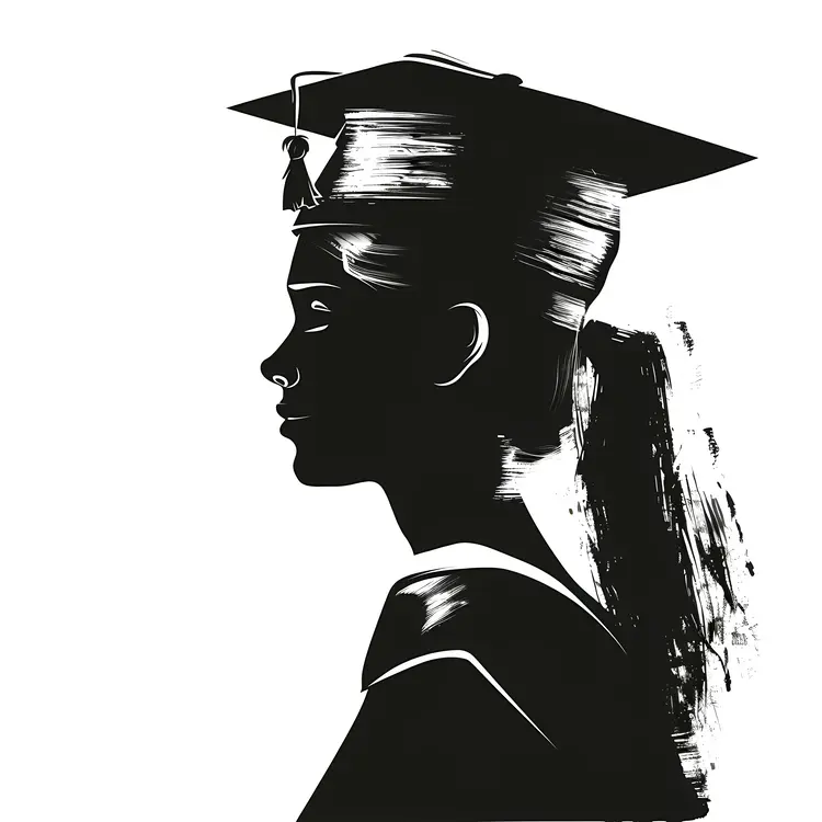 Silhouette of Graduate with Cap