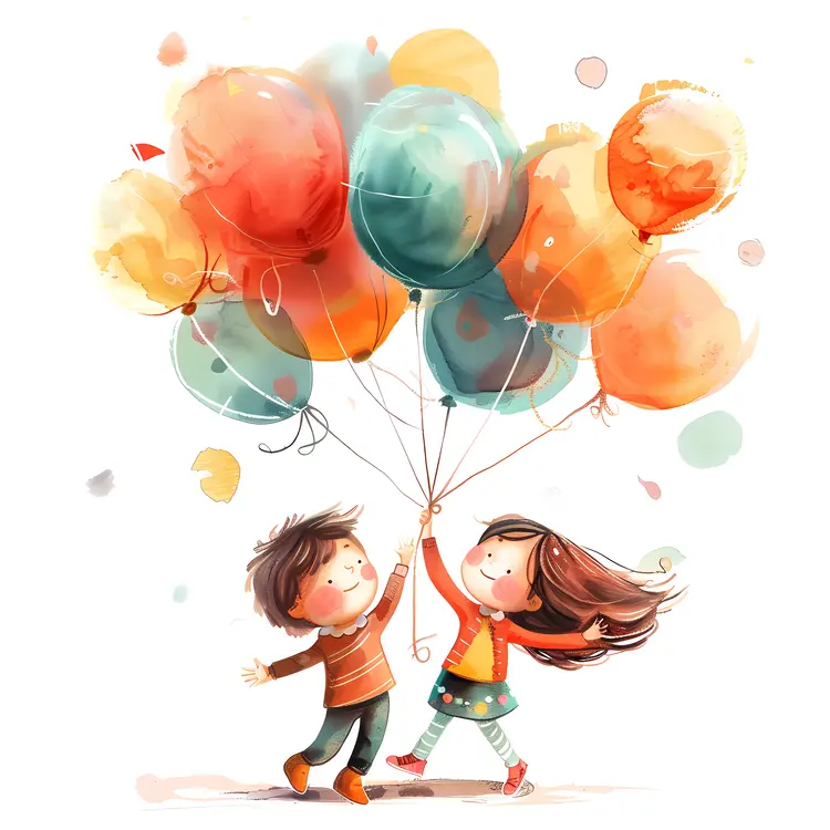 Children Holding Colorful Balloons