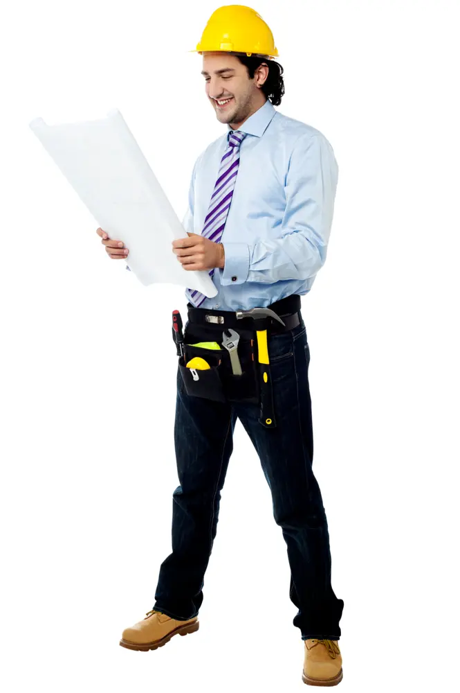 Construction Worker with Blueprint