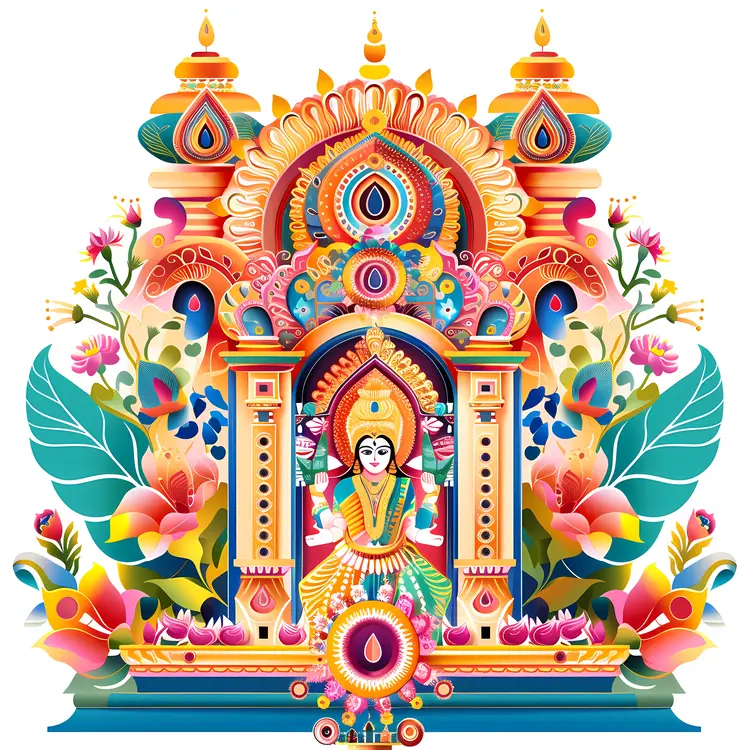 Colorful Goddess Shrine Illustration
