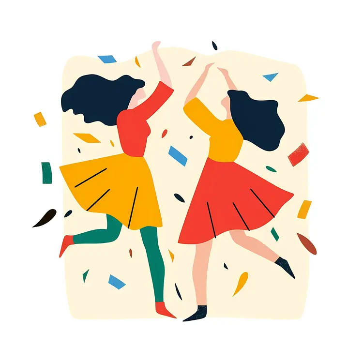 Dancing Women with Confetti