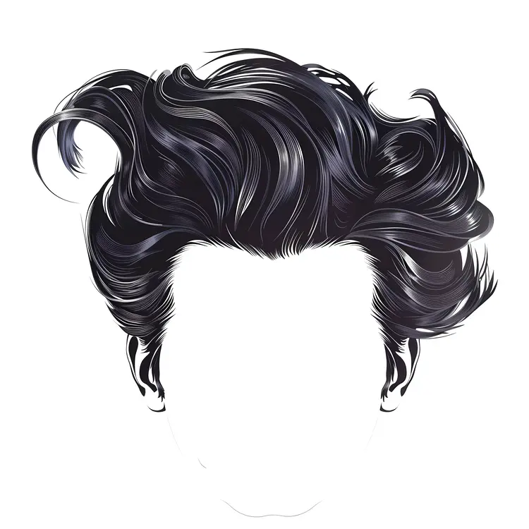 Stylish Black Wavy Hair Illustration