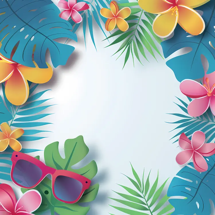Tropical Floral Frame for Summer Fun
