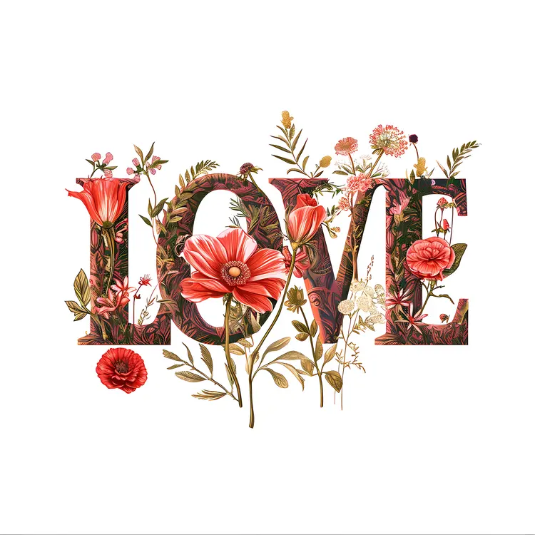 Vintage Floral LOVE Typography