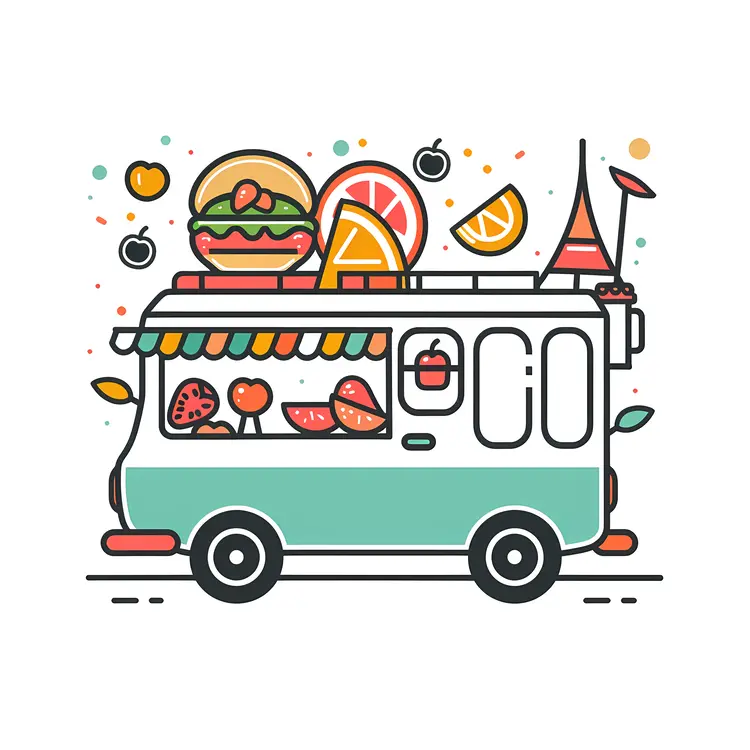 Cute Food Truck with Fruits