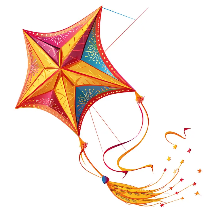Star-shaped Kite with Colorful Tails