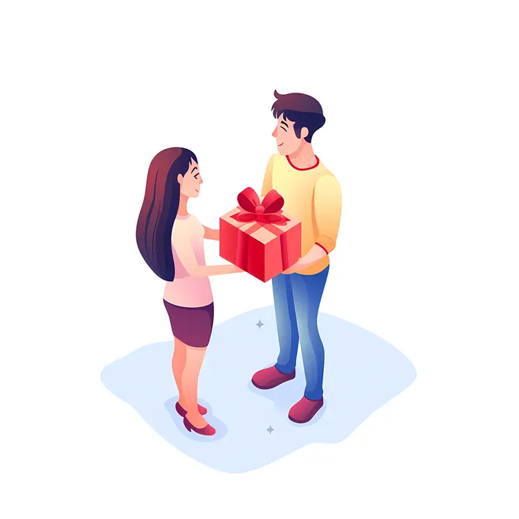 Couple with Gift Illustration