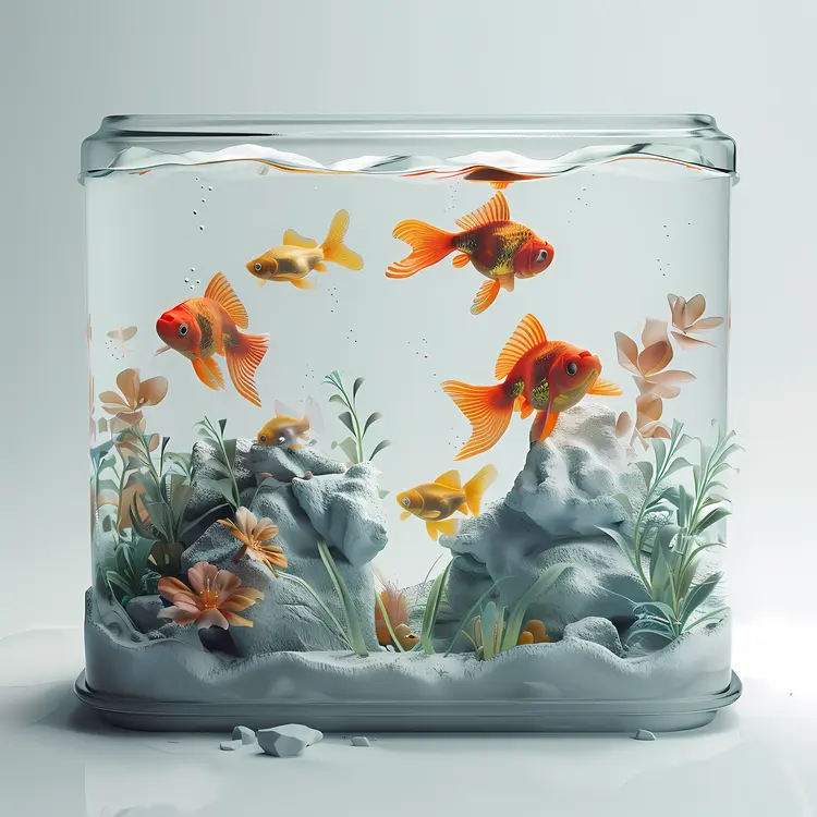 Goldfish in a Decorative Aquarium
