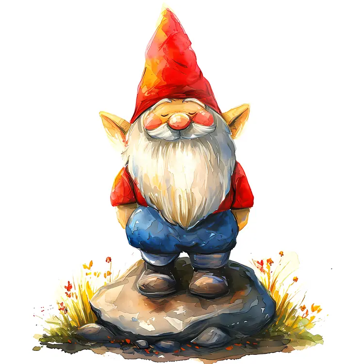 Gnome Standing on Rock