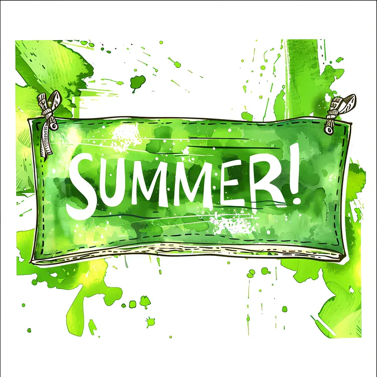 Green Summer Banner with Text