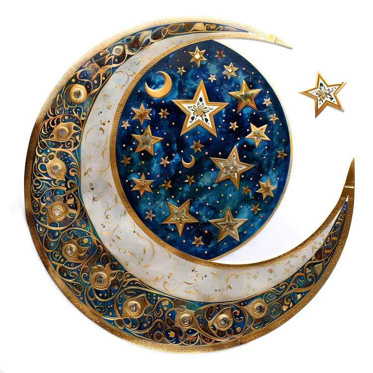 Decorative Crescent Moon with Stars