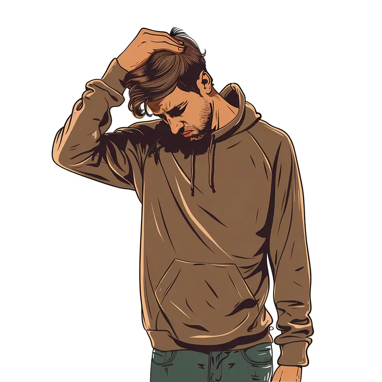 Sad Man in Thoughtful Pose