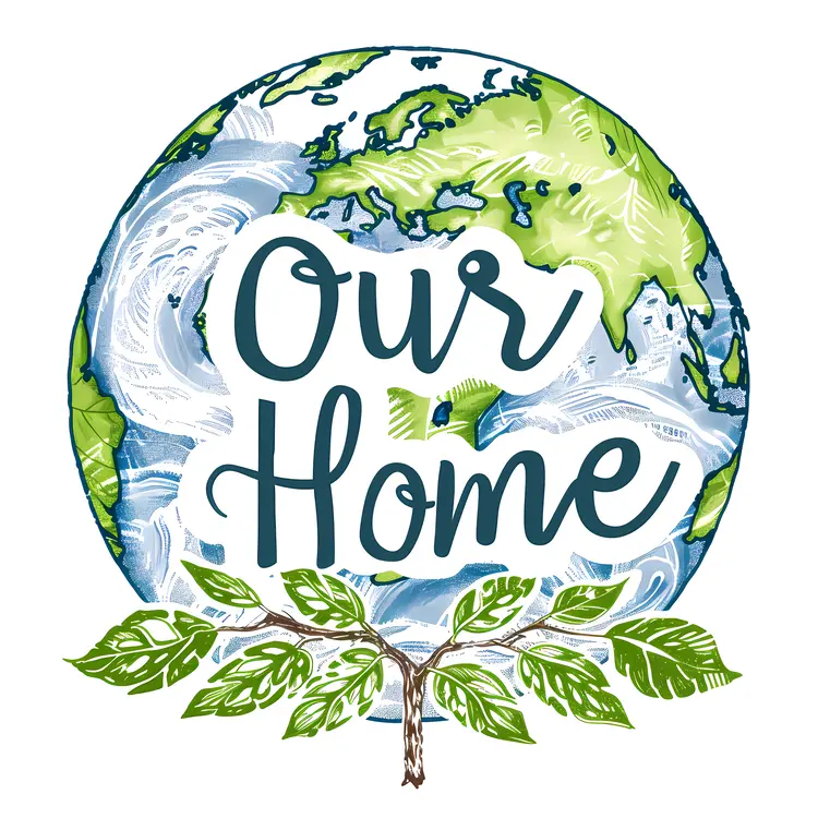 Our Home Earth with Leafy Decoration