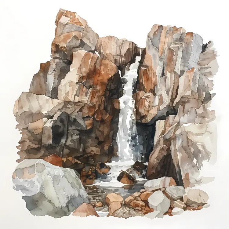Rocky Waterfall in Natural Setting