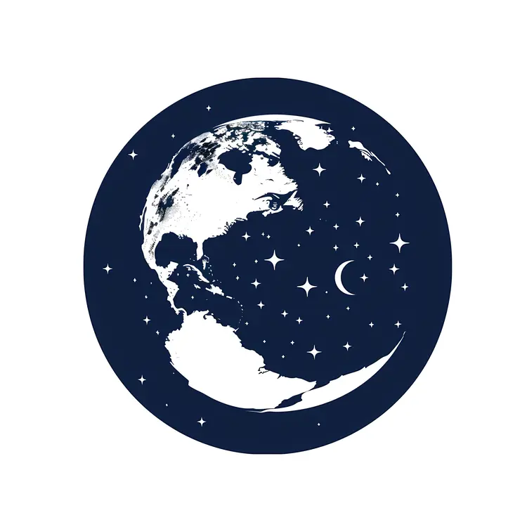 Earth with Stars and Moon