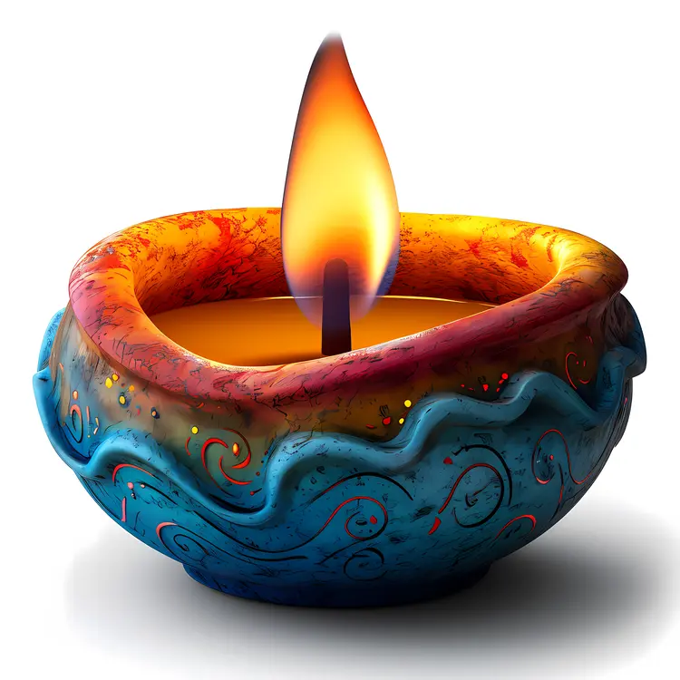 Single Colorful Candle with Flame