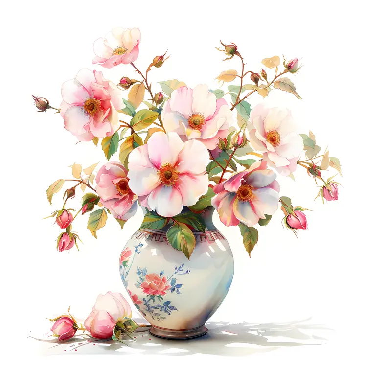 Elegant Pink Flowers in a Decorative Vase