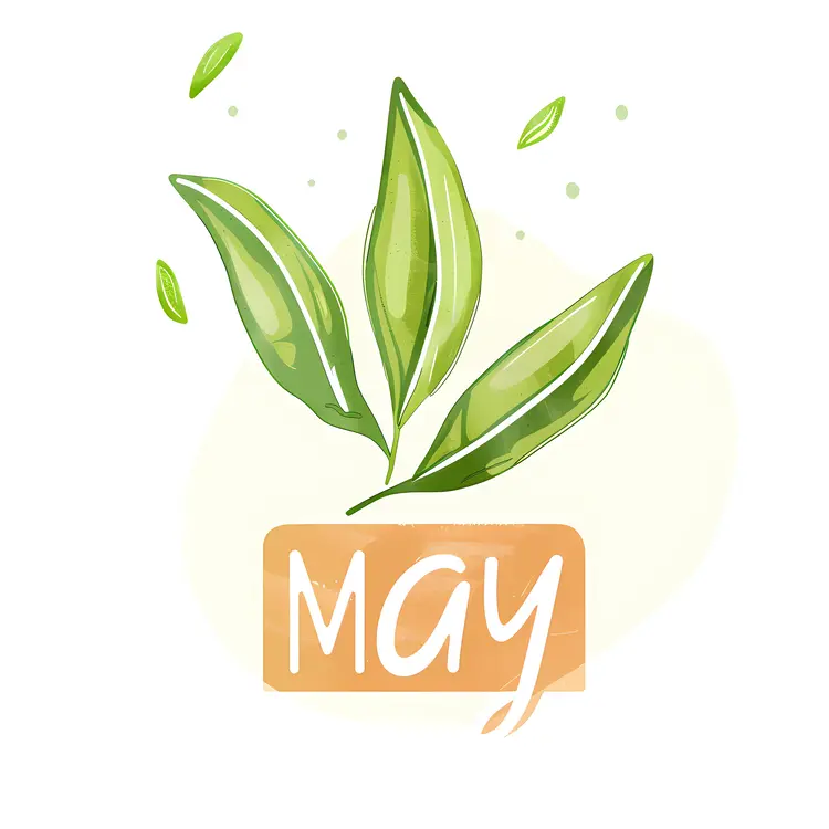 Green Leaves with May Text