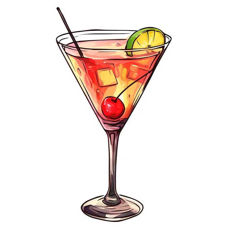 Refreshing Cocktail with Cherry and Lime