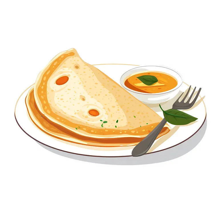 Illustration of Dosa with Chutney