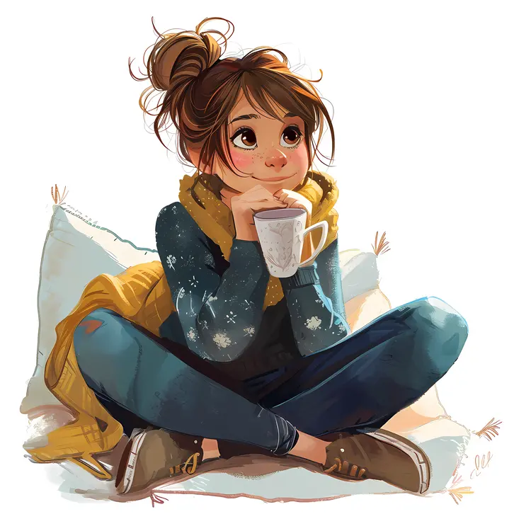 Girl with a Cup and Scarf