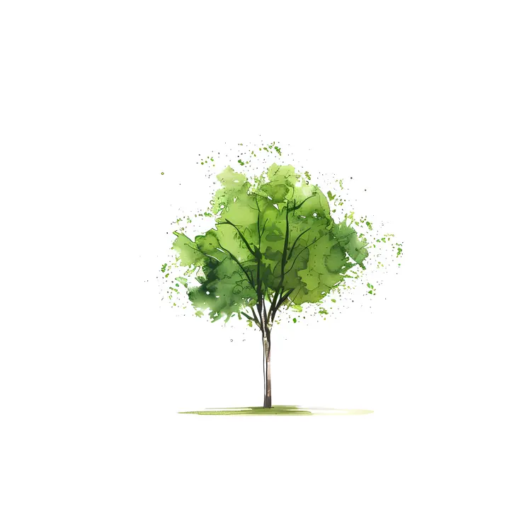 Watercolor Green Tree